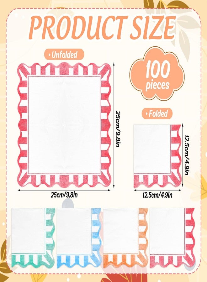 JarThenaAMCS مناديل ورقية مخططة ومزخرفة من JarThenaAMCS، 100 قطعة، مناسبة لحفلات رأس السنة، مناديل كوكتيل بألوان الباستيل، مناشف يد للاستخدام مرة واحدة، مثالية لحفلات الصيف، حفلات الزفاف، أعياد الميلاد، وتزيين الطاولات. - Image 2